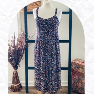 Madewell Women's Multicolor Floral Printed Sleeveless Midi Dress Size Medium
